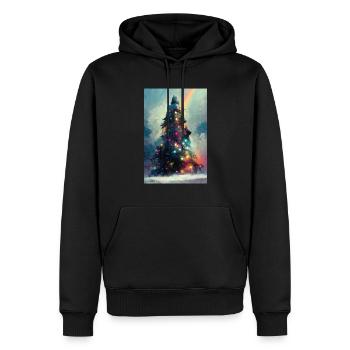 Arbre de Noël vibrant - Sweat à capuche Premium bio Homme - noir - Devant - Nico (187cm)
