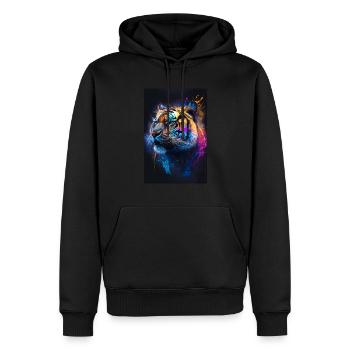Farbiger Tiger mit Klecksen - Männer Premium Bio Hoodie - Schwarz - Vorne - Nico (187cm)