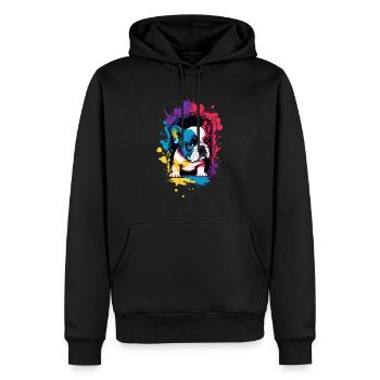 Mignon chiot bouledogue français coloré - Sweat à capuche Premium bio Homme - noir - Devant - Nico (187cm)
