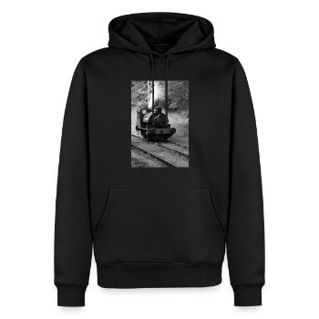 Steam train - Men’s Premium Organic Hoodie - black - Front - Nico (187cm)