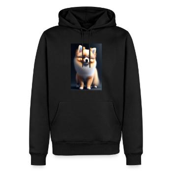 Pomeranian "Bella" - Sweat à capuche Premium bio Homme - noir - Devant - Nico (187cm)