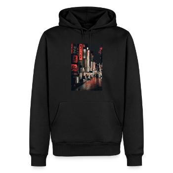 Tokio-Landschaft - Männer Premium Bio Hoodie - Schwarz - Vorne - Nico (187cm)