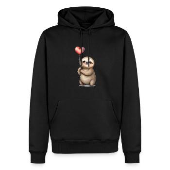 Faultier Herz Aquarell - Männer Premium Bio Hoodie - Schwarz - Vorne - Nico (187cm)