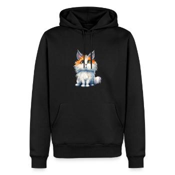 Dessin à l’aquarelle du chat des forêts norvégiennes - Sweat à capuche Premium bio Homme - noir - Devant - Nico (187cm)