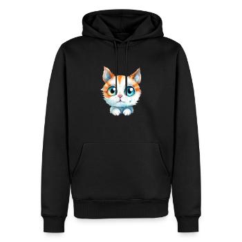 Katze Wasserfarben Zeichnung - Männer Premium Bio Hoodie - Schwarz - Vorne - Nico (187cm)