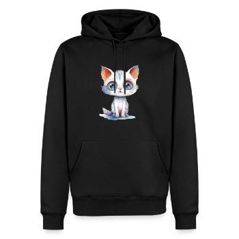 Katze Wasserfarben Zeichnung - Männer Premium Bio Hoodie - Schwarz - Vorne - Nico (187cm)