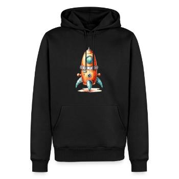 Dessin d’aquarelles de fusée - Sweat à capuche Premium bio Homme - noir - Devant - Nico (187cm)