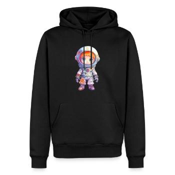 Dessin à l’aquarelle d’astronaute - Sweat à capuche Premium bio Homme - noir - Devant - Nico (187cm)
