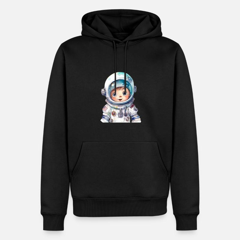 Dessin à l’aquarelle d’astronaute - Sweat à capuche Premium bio Homme - noir
