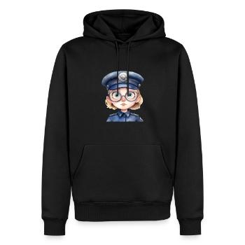 Dessin d’aquarelles de policière - Sweat à capuche Premium bio Homme - noir - Devant - Nico (187cm)