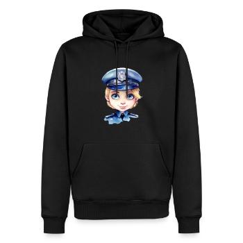 Dessin d’aquarelles de policière - Sweat à capuche Premium bio Homme - noir - Devant - Nico (187cm)