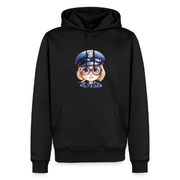 Dessin d’aquarelles de policière - Sweat à capuche Premium bio Homme - noir - Devant - Nico (187cm)