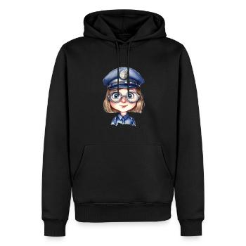 Dessin d’aquarelles de policière - Sweat à capuche Premium bio Homme - noir - Devant - Nico (187cm)