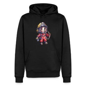 Dessin d’aquarelles de pompier - Sweat à capuche Premium bio Homme - noir - Devant - Nico (187cm)
