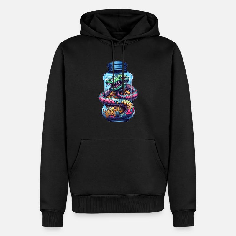 Dessin de tatouage de basilic - Sweat à capuche Premium bio Homme - noir