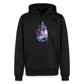 Versunkene Stadt Flasche Zeichnung - Männer Premium Bio Hoodie - Schwarz - Vorne - Nico (187cm)