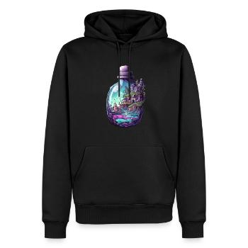 Versunkene Stadt Flasche Zeichnung - Männer Premium Bio Hoodie - Schwarz - Vorne - Nico (187cm)