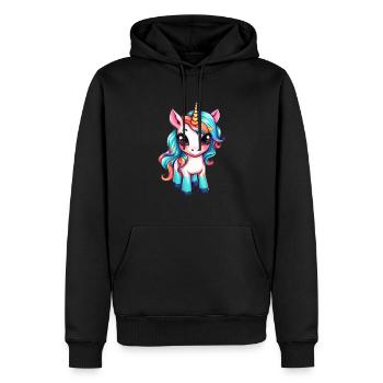 Einhorn Niedlich Zeichnung - Männer Premium Bio Hoodie - Schwarz - Vorne - Nico (187cm)