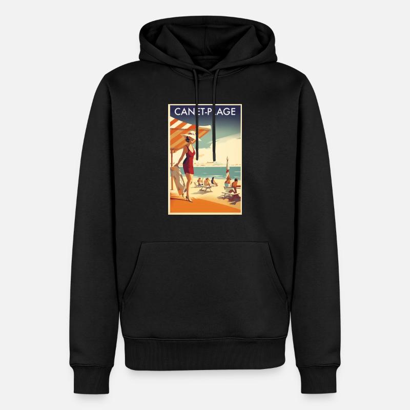 Canet-Plage - Sweat à capuche Premium bio Homme - noir