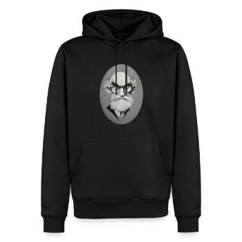 DO I look like a care - Men’s Premium Organic Hoodie - black - Front - Nico (187cm)