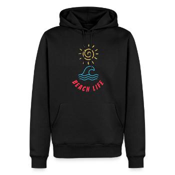 La vie à la plage - Sweat à capuche Premium bio Homme - noir - Devant - Nico (187cm)