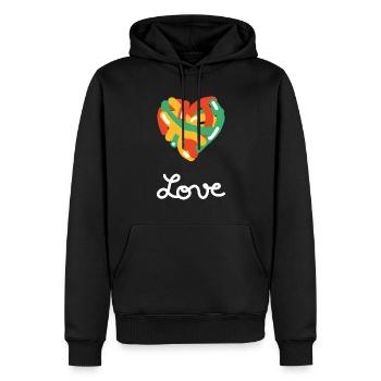 LOVE Coeur - Sweat à capuche Premium bio Homme - noir - Devant - Nico (187cm)