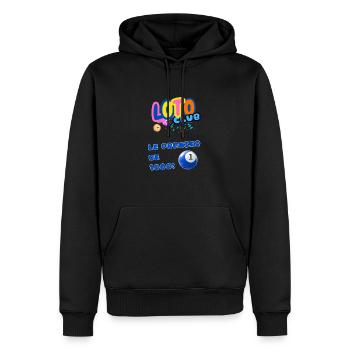 LOTO - BINGO - 1 - LE PREMIER DE 1000 - Sweat à capuche Premium bio Homme - noir - Devant - Nico (187cm)