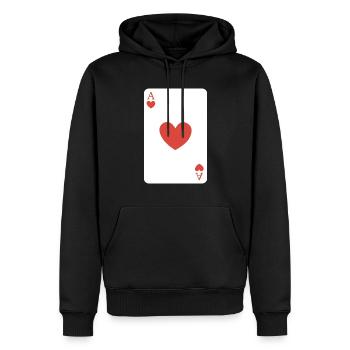 Herz-Ass - Männer Premium Bio Hoodie - Schwarz - Vorne - Nico (187cm)