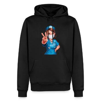 Lustige Krankenschwester mit Humor - Männer Premium Bio Hoodie - Schwarz - Vorne - Nico (187cm)