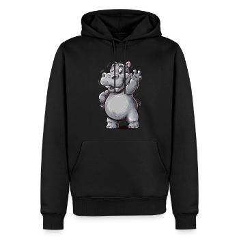 Niedliches Nipferd Baby mit Zung raus. Design - Männer Premium Bio Hoodie - Schwarz - Vorne - Nico (187cm)