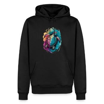 Sanfte Schildkröte – Aquarell-Naturmotiv - Männer Premium Bio Hoodie - Schwarz - Vorne - Nico (187cm)