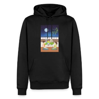 Slow life : méditation au clair de lune - Sweat à capuche Premium bio Homme - noir - Devant - Nico (187cm)