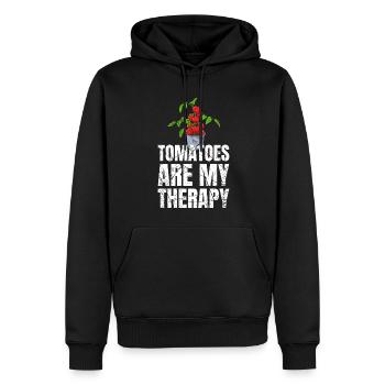 Tomatoes Are My Therapy Vegetarier und Tomaten - Männer Premium Bio Hoodie - Schwarz - Vorne - Nico (187cm)