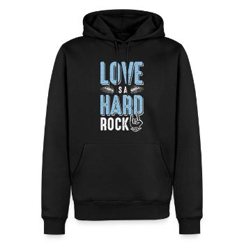 liebe hardrock - Männer Premium Bio Hoodie - Schwarz - Vorne - Nico (187cm)