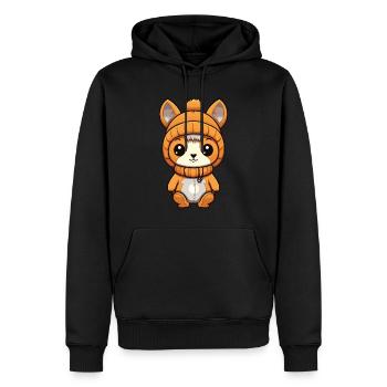 Écureuil Hiver Bande Dessinée Mignon - Sweat à capuche Premium bio Homme - noir - Devant - Nico (187cm)