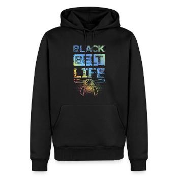 Ceinture noire d’arts martiaux - Sweat à capuche Premium bio Homme - noir - Devant - Nico (187cm)