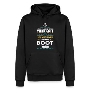Ich Muss Nur Auf Mein Boot für einen - Männer Premium Bio Hoodie - Schwarz - Vorne - Nico (187cm)