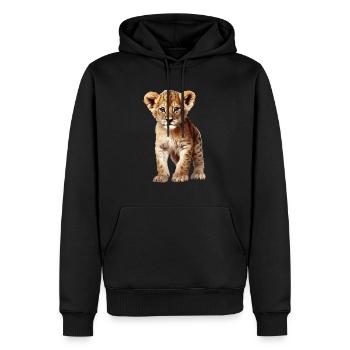 Young Lion - Loving lion cub design - Sweat à capuche Premium bio Homme - noir - Devant - Nico (187cm)