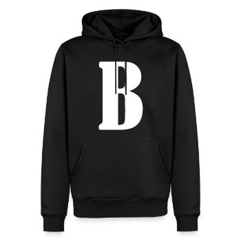 B - Men’s Premium Organic Hoodie - black - Front - Nico (187cm)