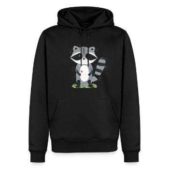 Raton laveur Emil - Sweat à capuche Premium bio Homme - noir - Devant - Nico (187cm)