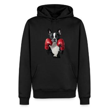 Boston Terrier - Männer Premium Bio Hoodie - Schwarz - Vorne - Nico (187cm)