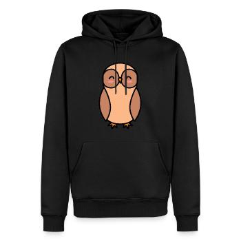 Eule Comic - Männer Premium Bio Hoodie - Schwarz - Vorne - Nico (187cm)