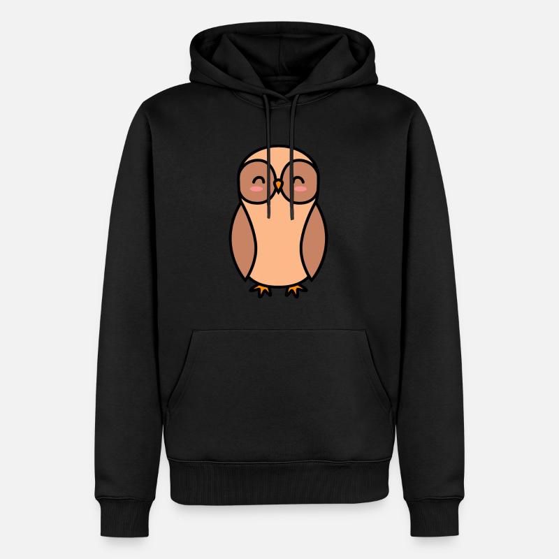 Eule Comic - Männer Premium Bio Hoodie - Schwarz