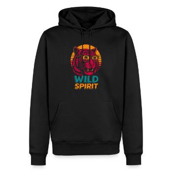 Wild Spirit Tiger Sunglasses Design - Men’s Premium Organic Hoodie - black - Front - Nico (187cm)