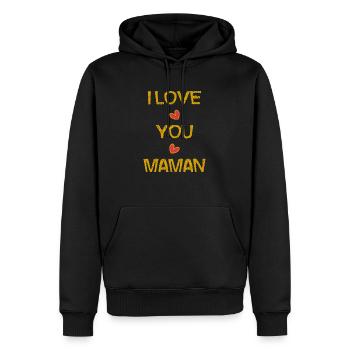 I LOVE. I LOVE YOU. MAMAN. FÊTE DES MÈRES. COEUR - Sweat à capuche Premium bio Homme - noir - Devant - Nico (187cm)