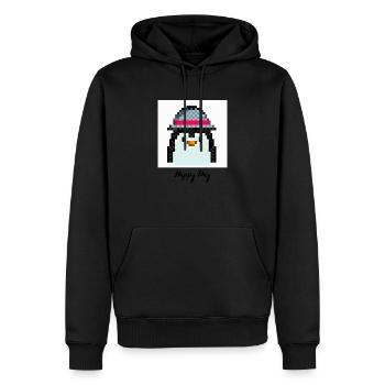 Happy day Pinguin - Männer Premium Bio Hoodie - Schwarz - Vorne - Nico (187cm)
