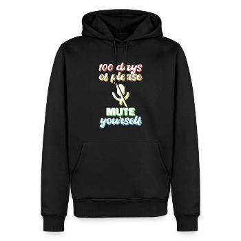 100 jours d’école idée cadeau muette - Sweat à capuche Premium bio Homme - noir - Devant - Nico (187cm)