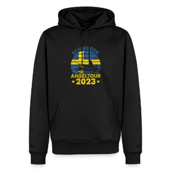 Schweden Angeltour 2023 Angeltrip Angelurlaub - Männer Premium Bio Hoodie - Schwarz - Vorne - Nico (187cm)