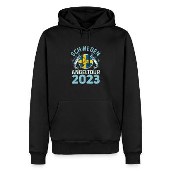 Angeln Schweden 2023 Angelurlaub Schweden - Männer Premium Bio Hoodie - Schwarz - Vorne - Nico (187cm)