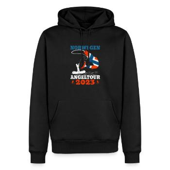 Norwegen Angeltour 2023 Angeltrip Norwegen - Männer Premium Bio Hoodie - Schwarz - Vorne - Nico (187cm)